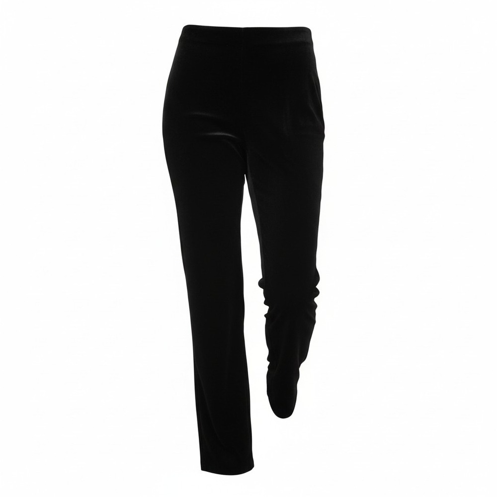 Barry Bricken Womens Black Velvet Straight Leg High Rise Trousers Size 4